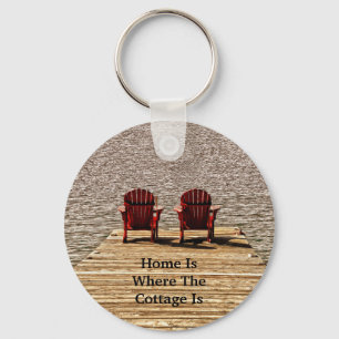 Porte-clés Home Is Where The Cottage Is Red Adirondack Chairs
