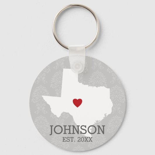 Porte-clés Home State Map Art - Texas Heart (Recto)