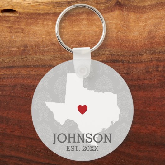 Porte-clés Home State Map Art - Texas Heart (Recto)