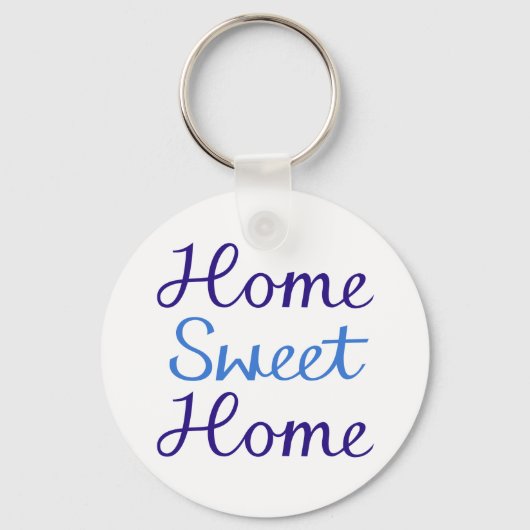 Porte-clés Home Sweet Home Script Design Blue & Cyan (Recto)