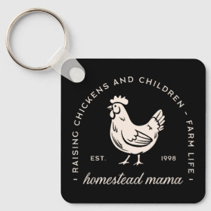 Porte-clés Homestead maman élevant des poulets et des enfants