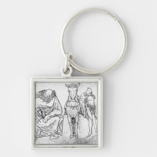 Porte-clés Homme assis, chevalier montant son cheval (Devant)