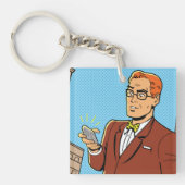Porte-clés Homme de style BD regardant un téléphone mobile (Devant)
