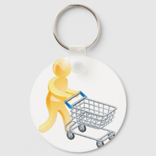 Porte-clés Homme d'or de chariot à achats