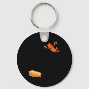Porte-clés Homme Hot Dogs sautant dans la saucisse de pain BB