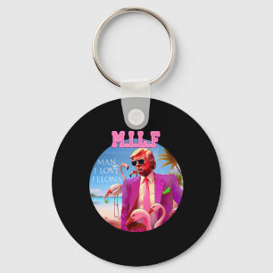 Porte-clés Homme I Love Felons Funny Trump Flamant rose rose