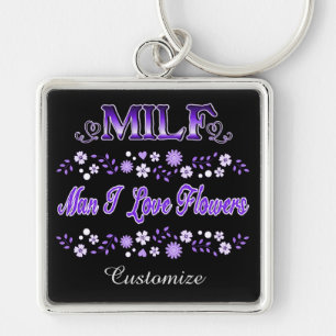 Porte-clés Homme I Love Flowers Purple Text