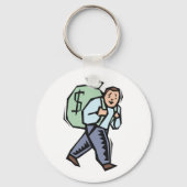Porte-clés Homme portant un grand sac d'argent (Recto)