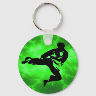 Porte-clés Homme vert de foudre d'arts martiaux