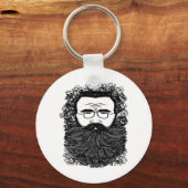 Porte-clés Homme Whimsical Beard Mustache Fleurs Art (Recto)