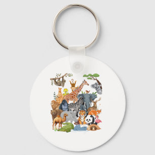 Porte-clés Hommes Femmes et Enfants Faune Zoo Day Party Cute