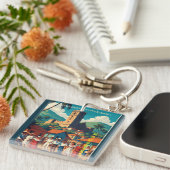 Porte-clés  Honduras Fortaleza de Santabarbara Retro poster (Devant Droit)