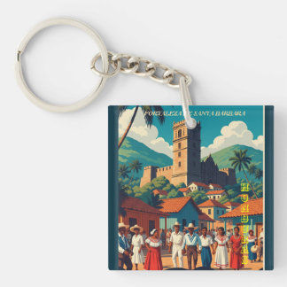 Porte-clés  Honduras Fortaleza de Santabarbara Retro poster