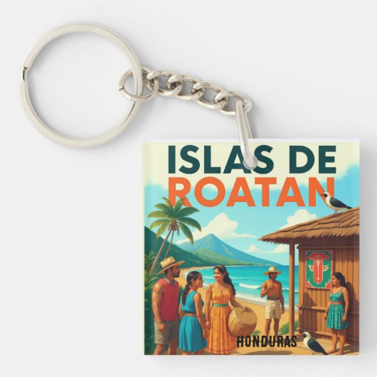 Porte-clés Honduras ISLAS DE ROATAN Retro poster (Devant)