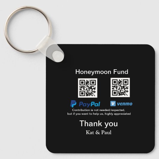 Porte-clés Honeymoon Fund PayPal Venmo QR code Merci (Recto)