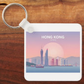 Porte-clés Hong Kong China Pastel Design de voyage (Recto)