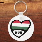 Porte-clés Hongrie Code Pays Drapeau Clavier Coeur, HUN (Recto)