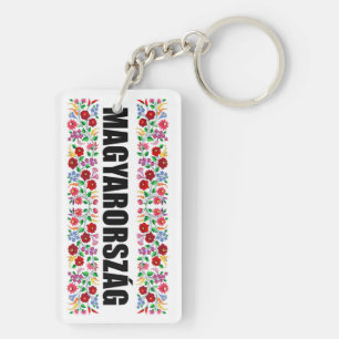 Porte-clés hongrie nom du symbole du pays texte motif folklor