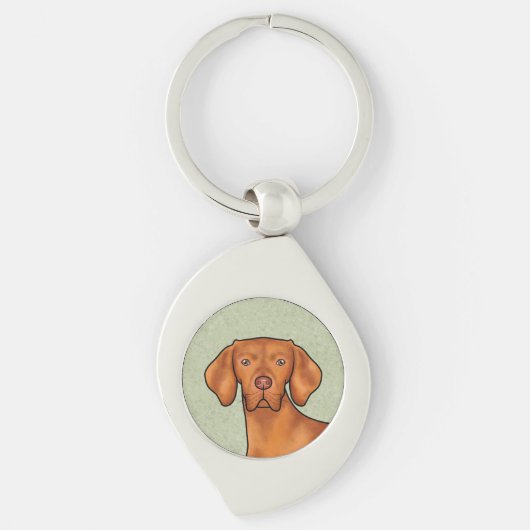 Porte-clés Hongrois Vizsla Caricature Pointeur Chien vert têt (Devant)