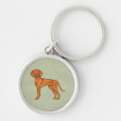 Porte-clés Hongrois Vizsla mignonne Pointer Chien debout Vert (Devant)