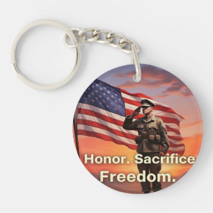 Porte-clés "Honneur. Sacrifiez. Liberté." Drapeau du soldat a