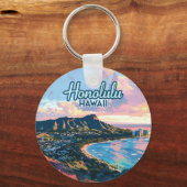 Porte-clés Honolulu Hawaii Oahu Waikiki Beach Diamondhead (Verso)