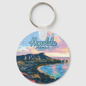 Porte-clés Honolulu Hawaii Oahu Waikiki Beach Diamondhead (Verso)