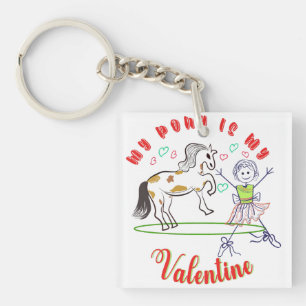 Porte-clés Hooves de coeur : Mon poney est ma Saint Valentin