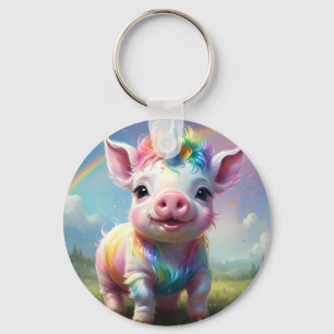 Porte-clés "Hooves magiques : le cochon de licorne arc-en-cie