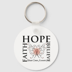 Porte-clés Hope Believe Faith - Uterine Cancer