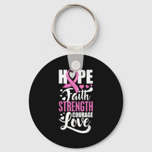 Porte-clés Hope Faith Force Courage Amour Cancer du sein Awa