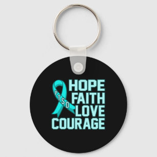 Porte-clés Hope Faith Love Ptsd Stress Awareness Ribbon Graph