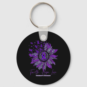 Porte-clés Hope Love Alzheimerheimer Awareness Flower Purple