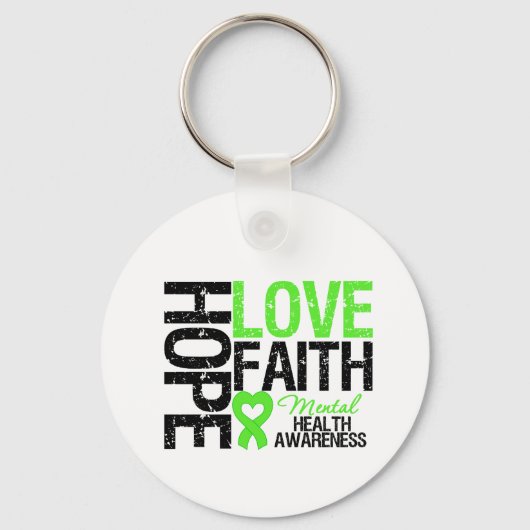 Porte-clés Hope Love Faith Sensibilisation à la santé mentale (Recto)