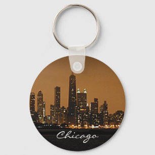 Porte-clés Horizon de Chicago la nuit au centre de John