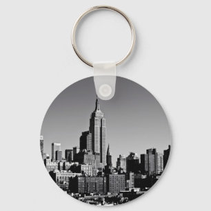 Porte-clés Horizon de New York City en noir et blanc