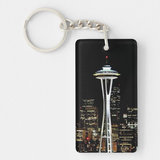 Porte-clés Horizon de Seattle la nuit, avec l'aiguille de (Devant)