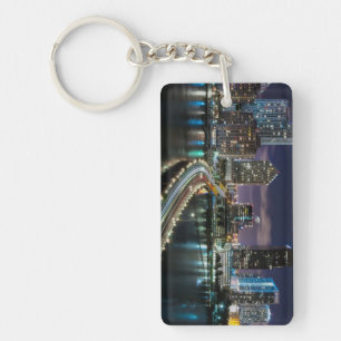 Porte-clés Horizon de ville de Miami avec le pont la nuit