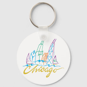 Porte-clés Horizon venteux de ville de Chicago
