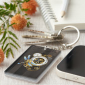 Porte-clés Horloge à vapeur avec libellule mécanique (Devant droit)