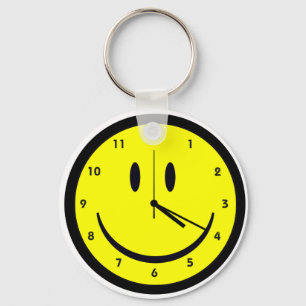 Porte-clés Horloge heureuse de visage de hippie