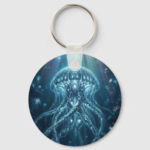 Porte-clés "Horloge murale moderne de méduse bioluminescente