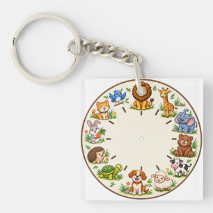 Porte-clés Horloge murale pour nurserie avec animaux mignons
