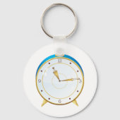 Porte-clés Horloge rétro d'alarme or avec réglage bleu (Recto)