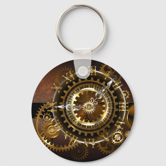 Porte-clés Horloge Steampunk avec des engrenages anciens (Recto)