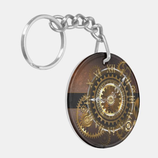 Porte-clés Horloge Steampunk avec des engrenages anciens (Devant gauche)