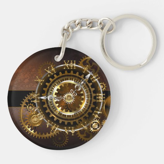 Porte-clés Horloge Steampunk avec des engrenages anciens (Dos)