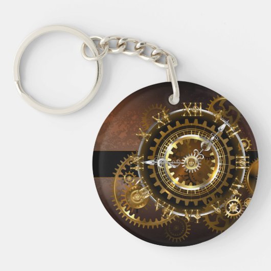 Porte-clés Horloge Steampunk avec des engrenages anciens (Devant)