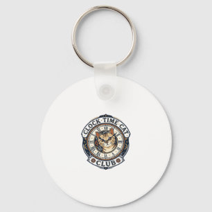 Porte-clés Horloge Temps Chat Chat Graphique Tee Art - Horlog