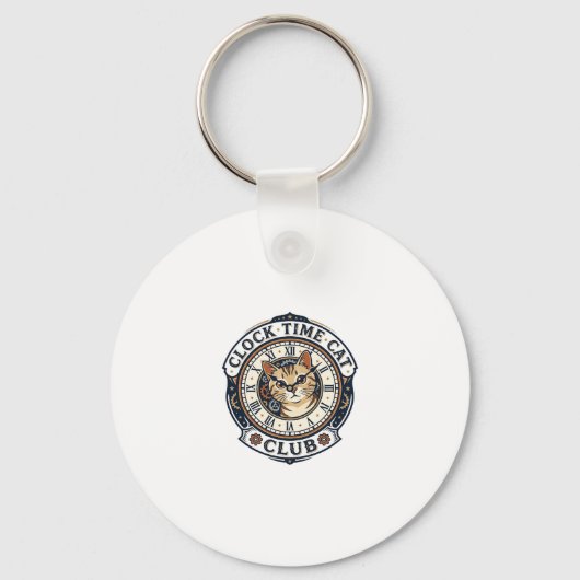 Porte-clés Horloge Temps Chat Chat Graphique Tee Art - Horlog (Recto)